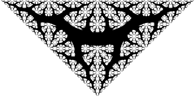 Same fractal in B&W, looking more like a triangular root.