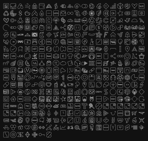 Screenshot of all the new icons inside Arcticons