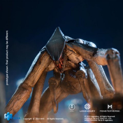 the figure looking towards the viewer, its mouth open, its teeth sharp