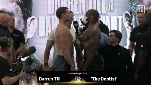Face off! Darren Till stares down ‘Dentist’ at Misfits Boxing 21 weigh ins (Video)