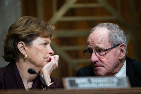 Chairman Jim Risch, R-Idaho, and ranking member Sen. Jeanne Shaheen, D-N.H., are seen during a Senate Foreign Relations Committee hearing  in the Dirksen Senate Office Building on Jan. 15.