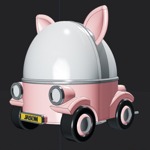 Design of a cute pink car with cat ears.