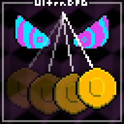 Pixel art of a mysterious figure swinging a pendulum at the viewer in a hypnotizing manner.