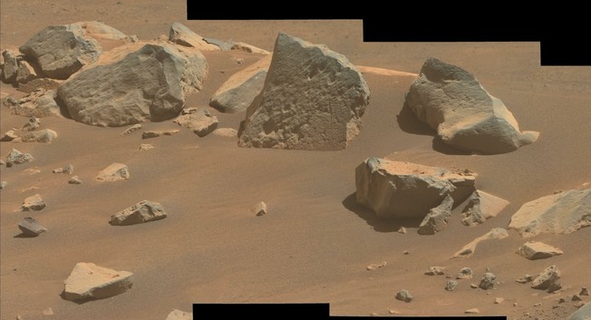 Martian rocks in the sand.