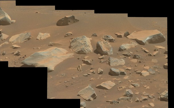 Martian rocks in the sand.