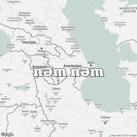Map of Azerbaijan overlaid with "nəm nəm".