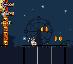 A rollercoaster in the carnival level