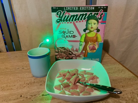eating my "Squid Game" cereals gives me that odd feeling of being in a hurry...