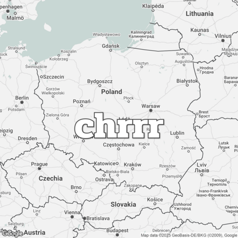Map of Poland overlaid with "chrrr".