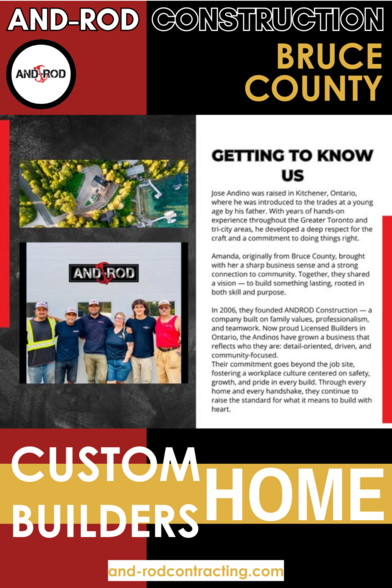 ANDROD Construction builds quality homes with heart, integrity, and Bruce County pride.
