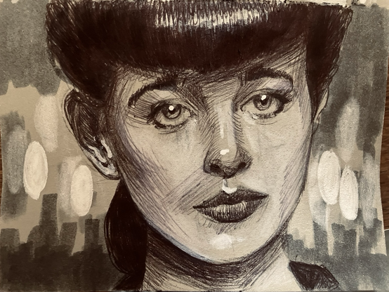 Un dessin au bic de sean Young dans blade runner 1982