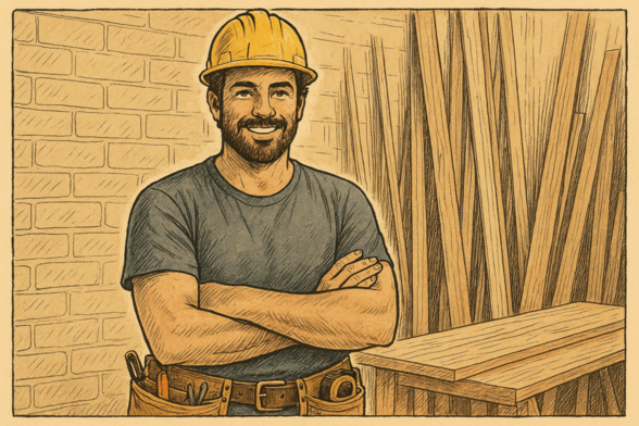 Illustration eines lächelnden Handwerkers