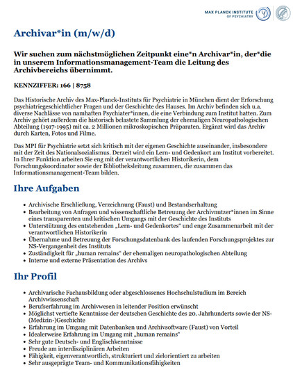 Further particulars, page 1 (too much text to reproduce here). Contact:  anna_greithanner@psych.mpg.de.