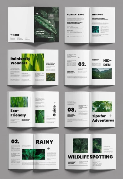 Adobe InDesign magazine layout design template in A4 for Nature Content