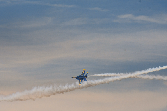 Blue Angel in flight from a distance.