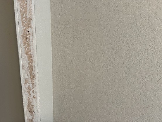 New wall addition with sprayed on texture after paint. The original wall texture on the right is a very close match to the new construction on the left.