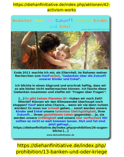 Ein Pärchen auf einer Schaukel in Naturumgebung dazu Text mit Farbcode
04.03.2025 DIE HANFINITIATIVE 2011 - 2022 Webseite existiert nicht mehr - ist archiviert. Recherche und Informationsarbeit für die Hanfcommunity und was sich daraus entwickelt hat. 01-42 :-)