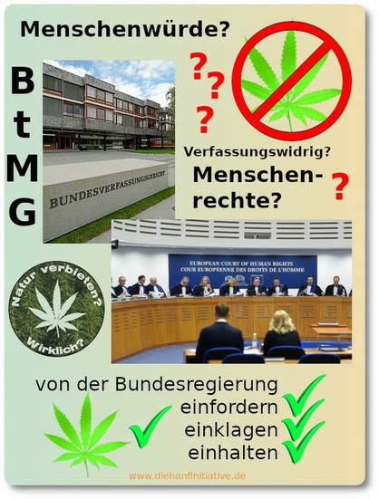 Grafik der DIE HANFINITIATIVE 2011 - 2022
Ist die Menschenwürde unantastbar? Grafik zu Fragen der Menschenrechte, -Würde und Grundrechte - hier zur Hanfprohibition und zur Verfassung, die von der Bundesregierung einzufordern ggf. einzuklagen und dauerhaft einzuhalten ist