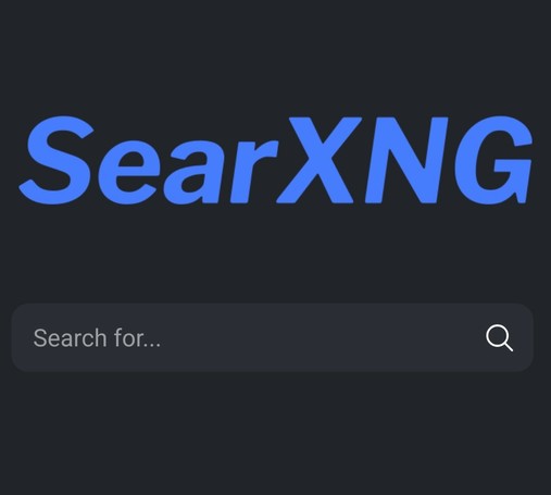 region of a screenshot showing the SearXNG logo, and search field, portion of a webpage.