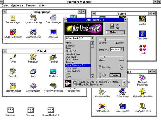 After Dark 3.2 running on WfW 3.11... Looks so modern!