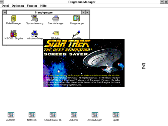 Installing the StarTrek TNG screensavers on WFW 3.11.