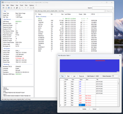 Although everything seems to work fine, there are a few bad clusters on the disk's FAT.