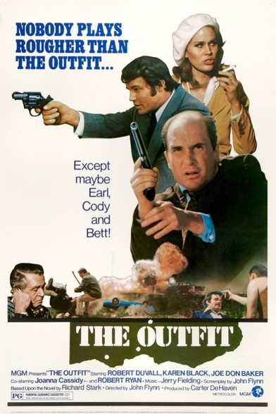 Four posters for the 1973 neo-noir film “The Outfit” from The USA, France, Italy and Japan.