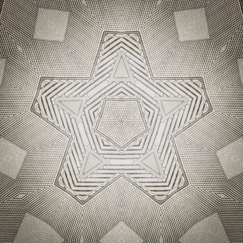Kaleidoscopic view of an architectural drawing of a Greek monument