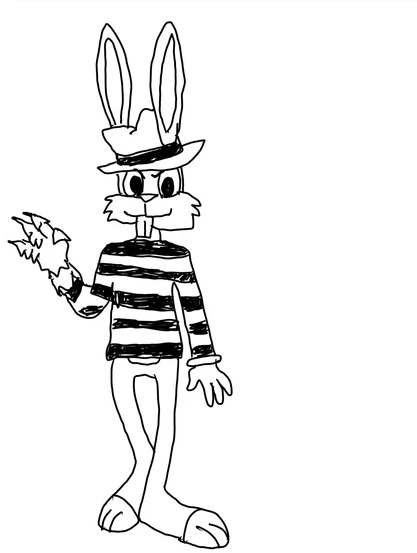 Digitally inked pencil sketch of Bugs Bunny dressed as Freddy Krueger for the #fearsomerabbit prompt at #dailysketchingworkout