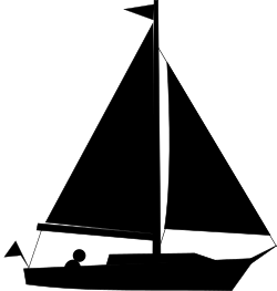 silhouette of a simple sailboat
