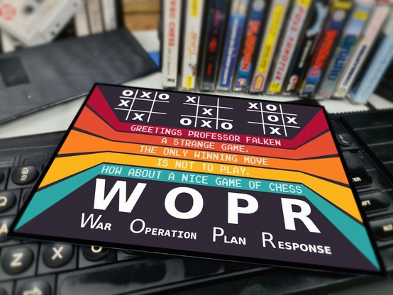 A wargames themed sign quoting the famous conversation with the WOPR computer.