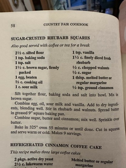 1975 sugar crusted rhubarb squares