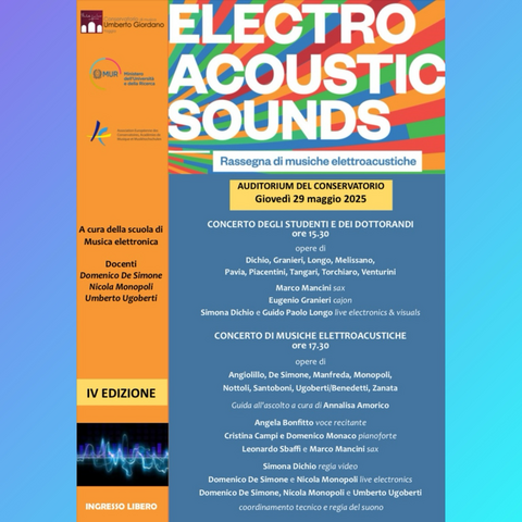Manifesto del concerto per la rassegna Electroacoustic Sounds - IV edizione