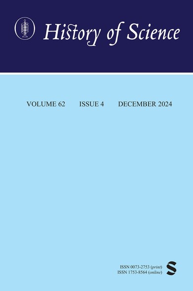 Cover of issue 4 of volume 62 of the journal History of Science