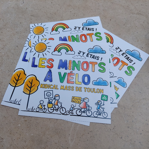 photo d'autocollants Minots a vélo