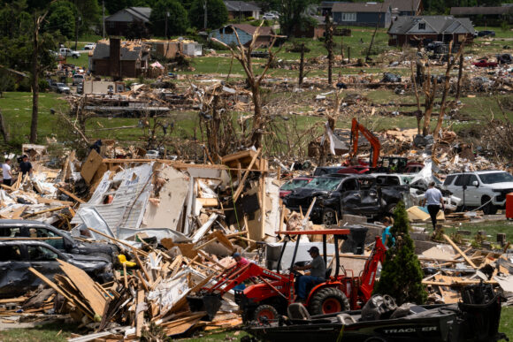 Photo of an area in the US showing the damage after a hurricane:
