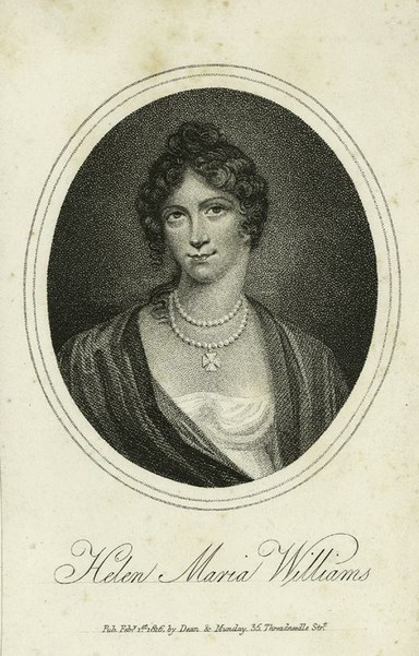 Bild: Helen Maria Williams (1762-1827), britische Schriftstellerin; übersetzte Teilen des amerikanischen Reisewerkes von Humboldt und Bonpland ins Englische. – Bildquelle: Wikimedia Commons