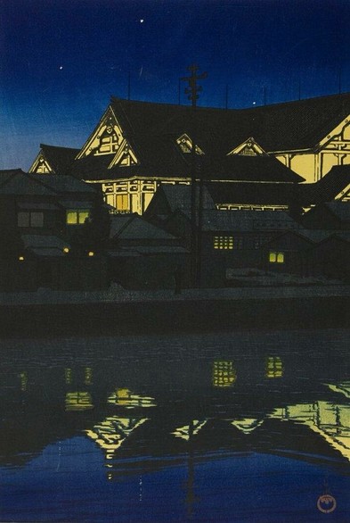 Kabukiza by #Japanese artist Hasui Kawase (#HasuiKawase), 1925. 
#shinhanga