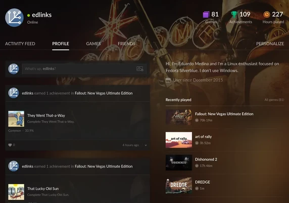 Horas que le he dedicado a Fallout: New Vegas en GOG.