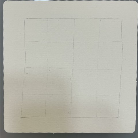A simple grid string which helped me locate the intersections of each ribbon
