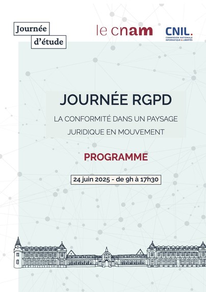 Programme de la journée RGPD qui va se dérouler au Cnam. Plus d'infos sur https://cnil.fr/fr/journee-rgpd-le-mardi-24-juin-paris