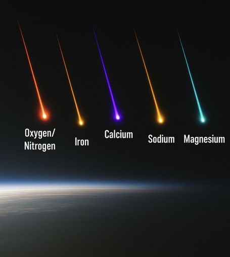 spectral colors of meteors based on the elements they contain