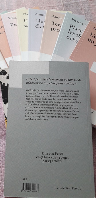 4ème de couverture du livre de Jean-Louis Bailly, "Le timbre à un franc". 
n0 10/53 d'la collection Perec 53 aux éditions L'Oeil ébloui.
