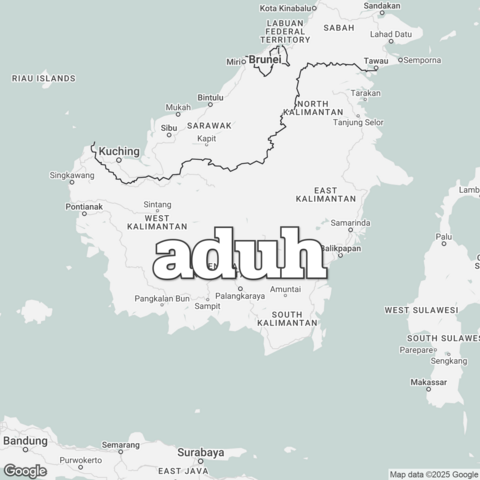 Map of Indonesia overlaid with "aduh".