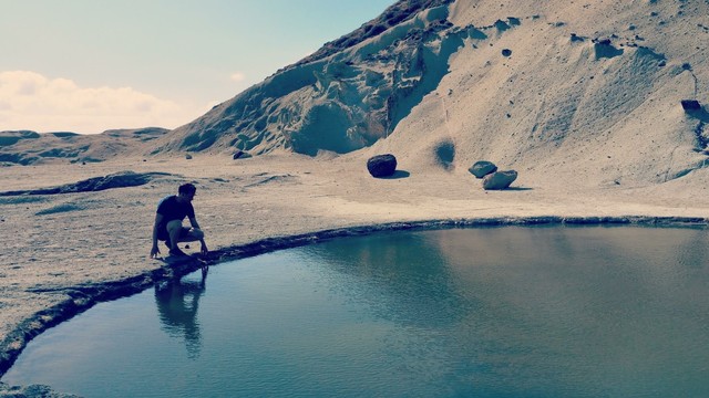 Photography of a Lake on a lunar landscape in Sardegna (Italy)