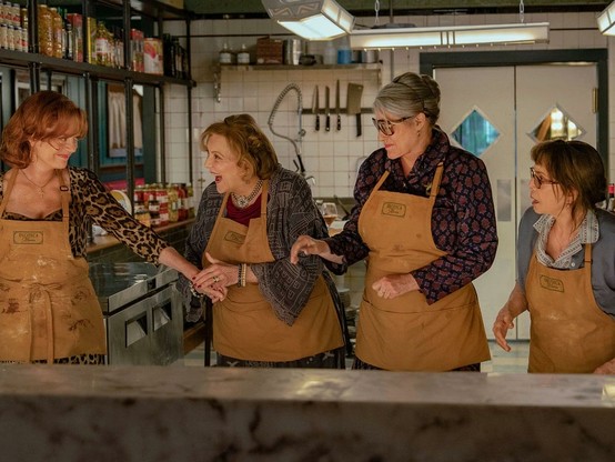 Susan Sarandon, Brenda Vaccaro, Lorraine Bracco and Talia Shire amp up the stage Italian American antics  in the Netflix film Nonnas.