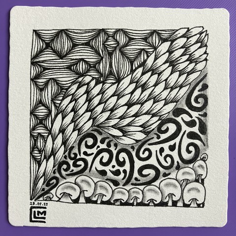 Inked pattern and graphite shading complete