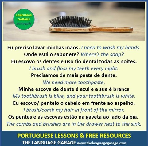 Portuguese vocabulary for the bathroom, image of a hairbrush