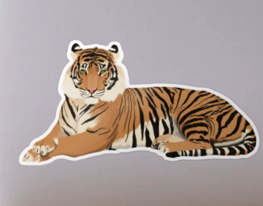 Our tiger mascot is shown on a sticker.