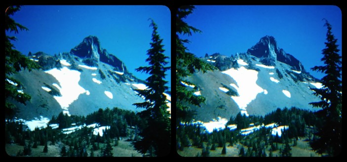Clear blue sky, mountain, trees. Real Bob Ross stuff
